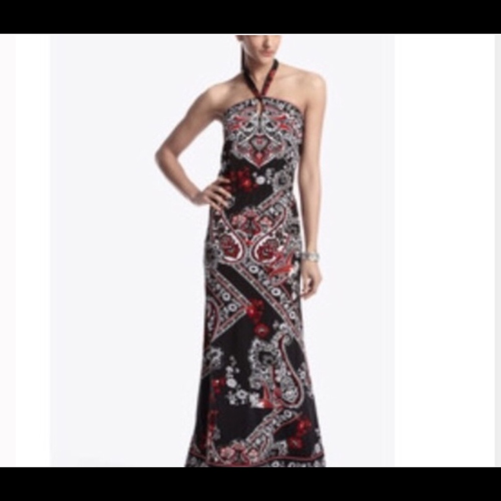 WHBM black and red paisley maxi dress Size large